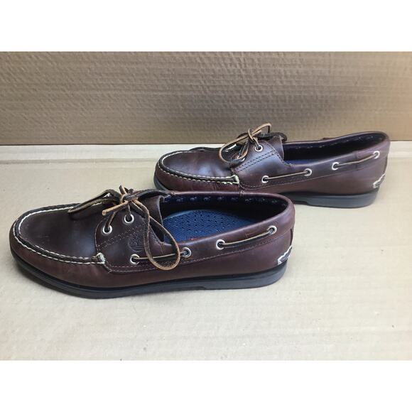 Timberland Classic 2-Eye Deck Shoes Loafers Brown Leather Men 9.5M - Picture 4 of 7